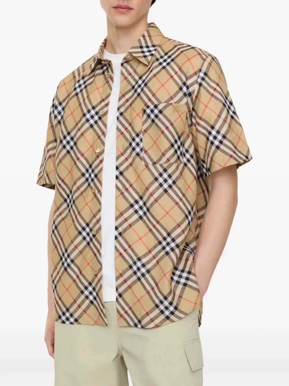 Рубашка BURBERRY свободного кроя, бежевая — фото 2
