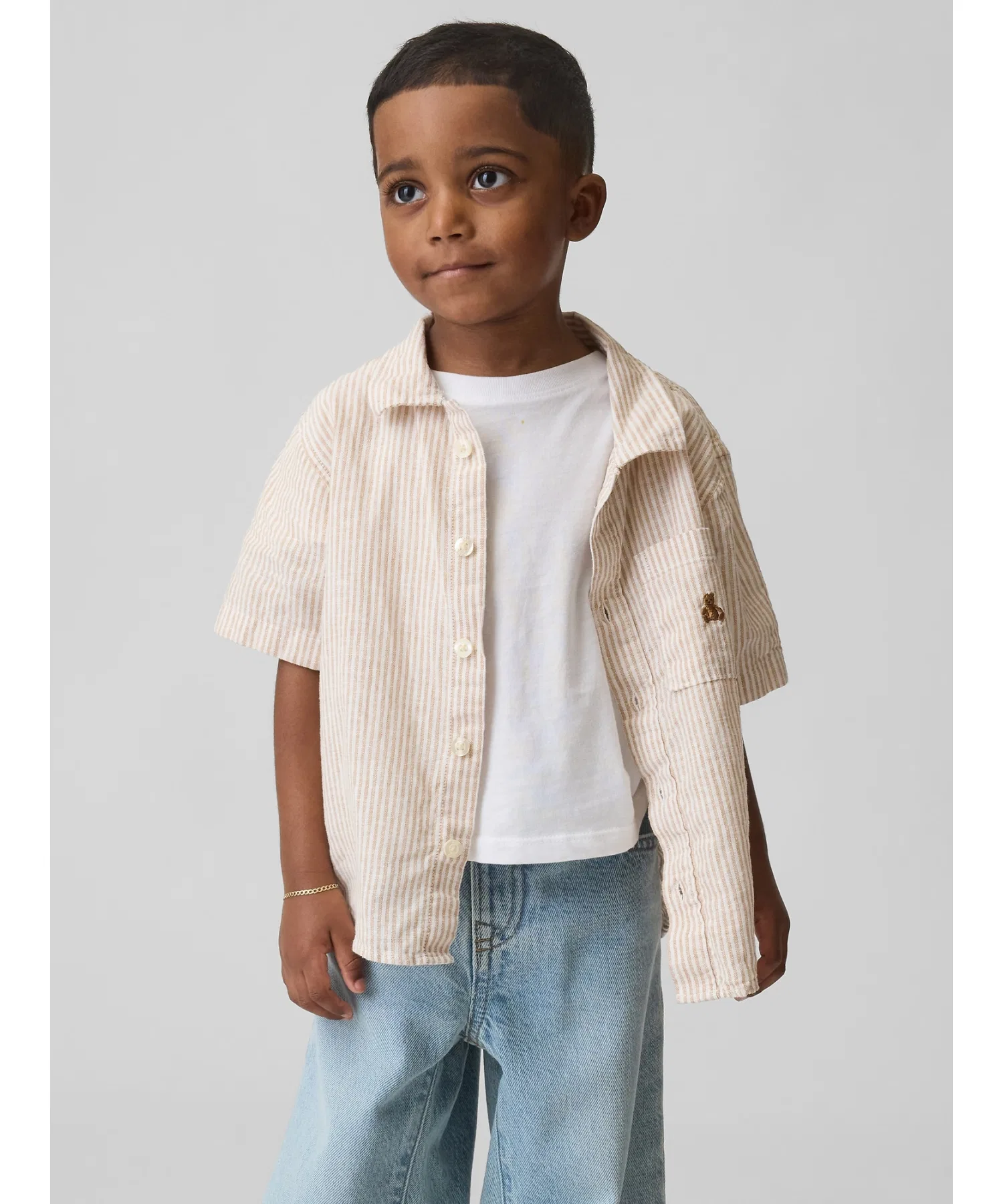 Детская рубашка GAP из хлопка и льна с коротким рукавом