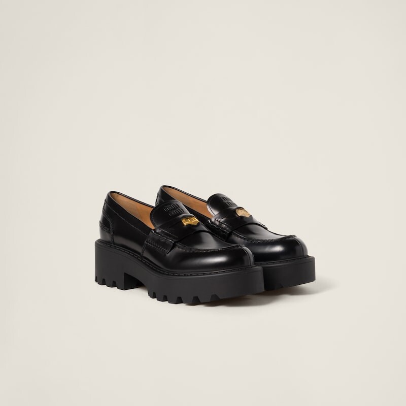 Лоферы из матовой кожи Miu Miu, черный
