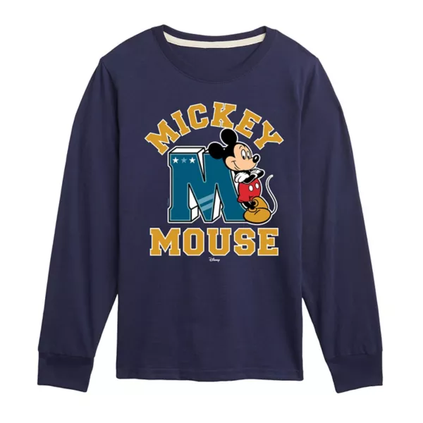 

Футболка с длинным рукавом для мальчиков 8-20 лет с принтом Mickey Mouse Collegiate Disney, синий