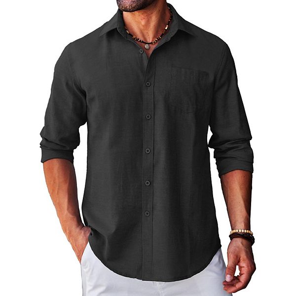 

Мужская оксфордская рубашка casual regular fit stretch с длинным рукавом Coofandy, Blue