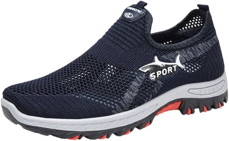 

Мужские дышащие кроссовки из сетки, Спортивные слипоны для весны/лета, Легкий повседневный спортивный стиль с резиновой подошвой и круглым носком Clolinde, синий