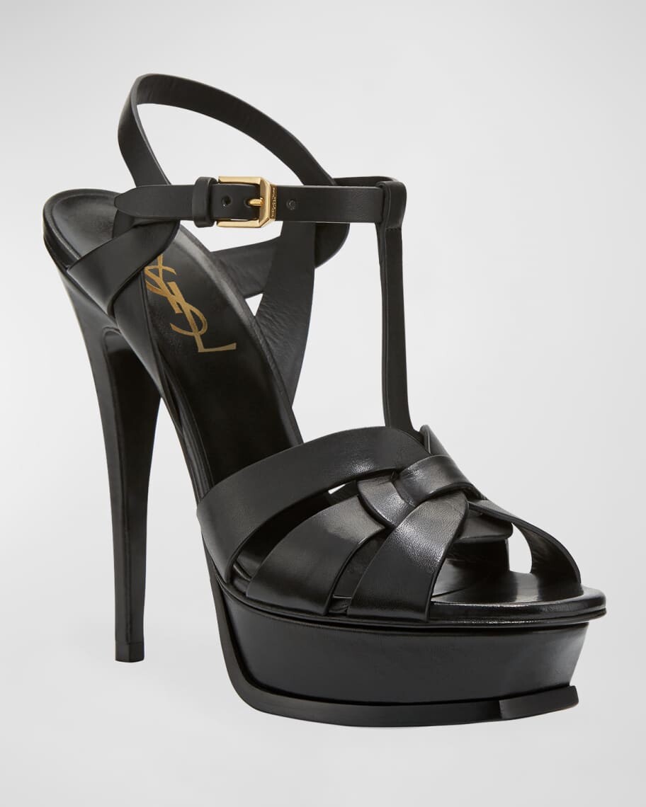 Кожаные сандалии Tribute на платформе 105 мм Saint Laurent