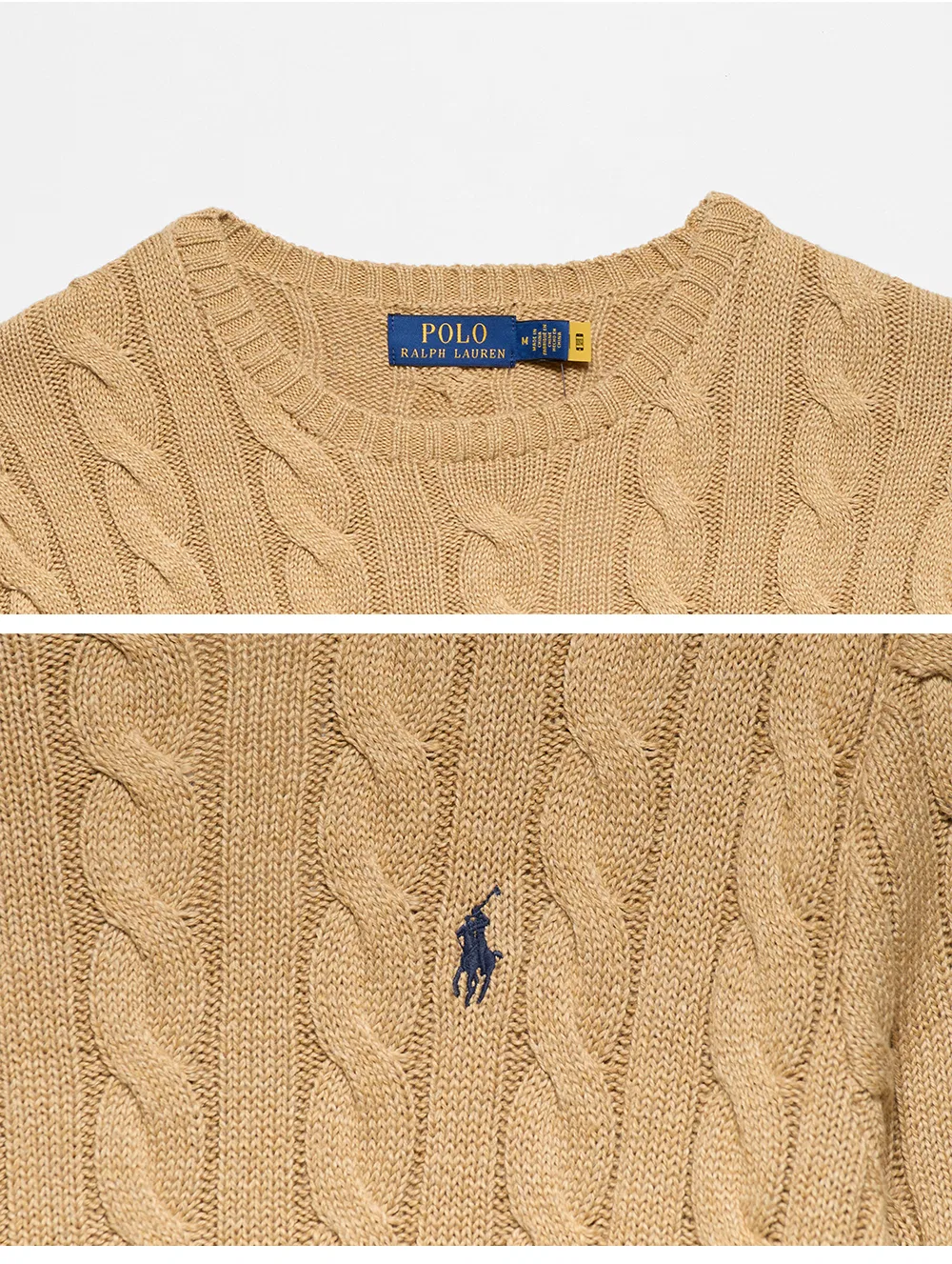 Мужской хлопковый свитер крупной вязки коричневого цвета от Polo Ralph Lauren — фото 4