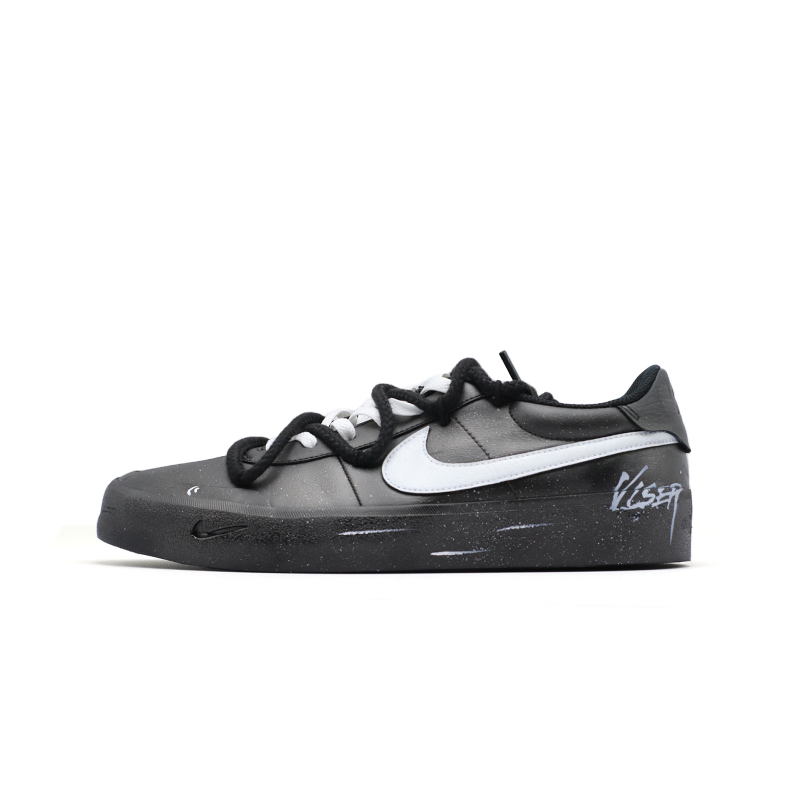 

Nike Мужские скейтерские кроссовки low top Court Shot Black Quiet White Slip Resistant Abrasion Resistant черные белые
