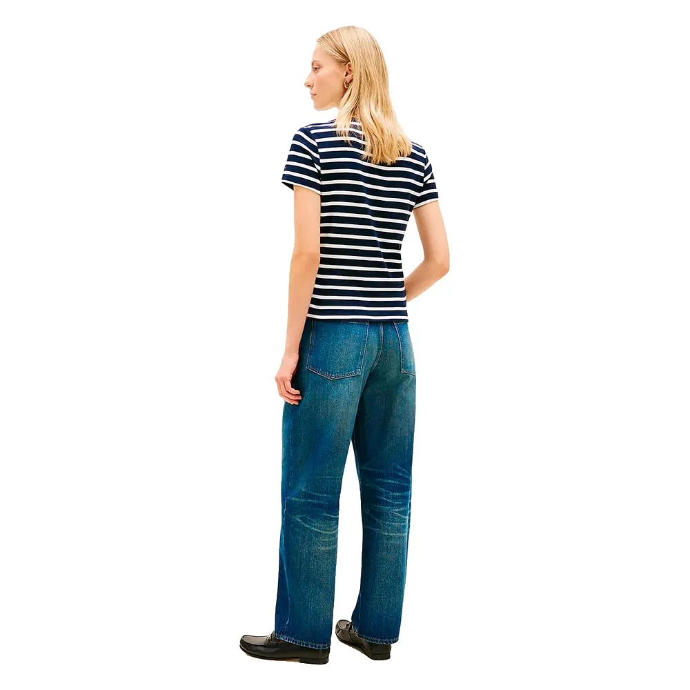 Футболка Tommy Hilfiger Gold Button Slim Fit с коротким рукавом, синий — фото 2