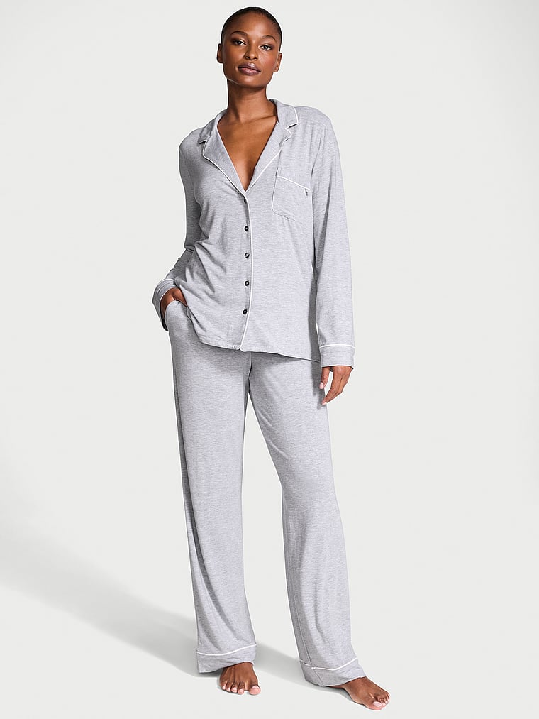 

Мягкий длинный пижамный комплект из модала Victoria'S Secret, modal soft medium heather grey