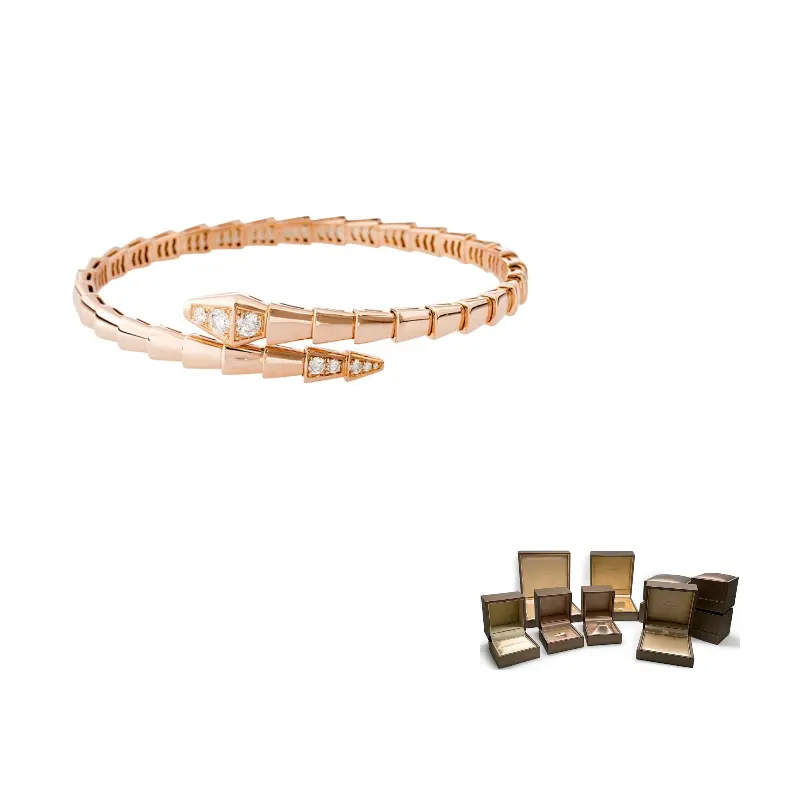 

BVLGARI 18k розовое золото браслет Serpenti Viper с бриллиантами