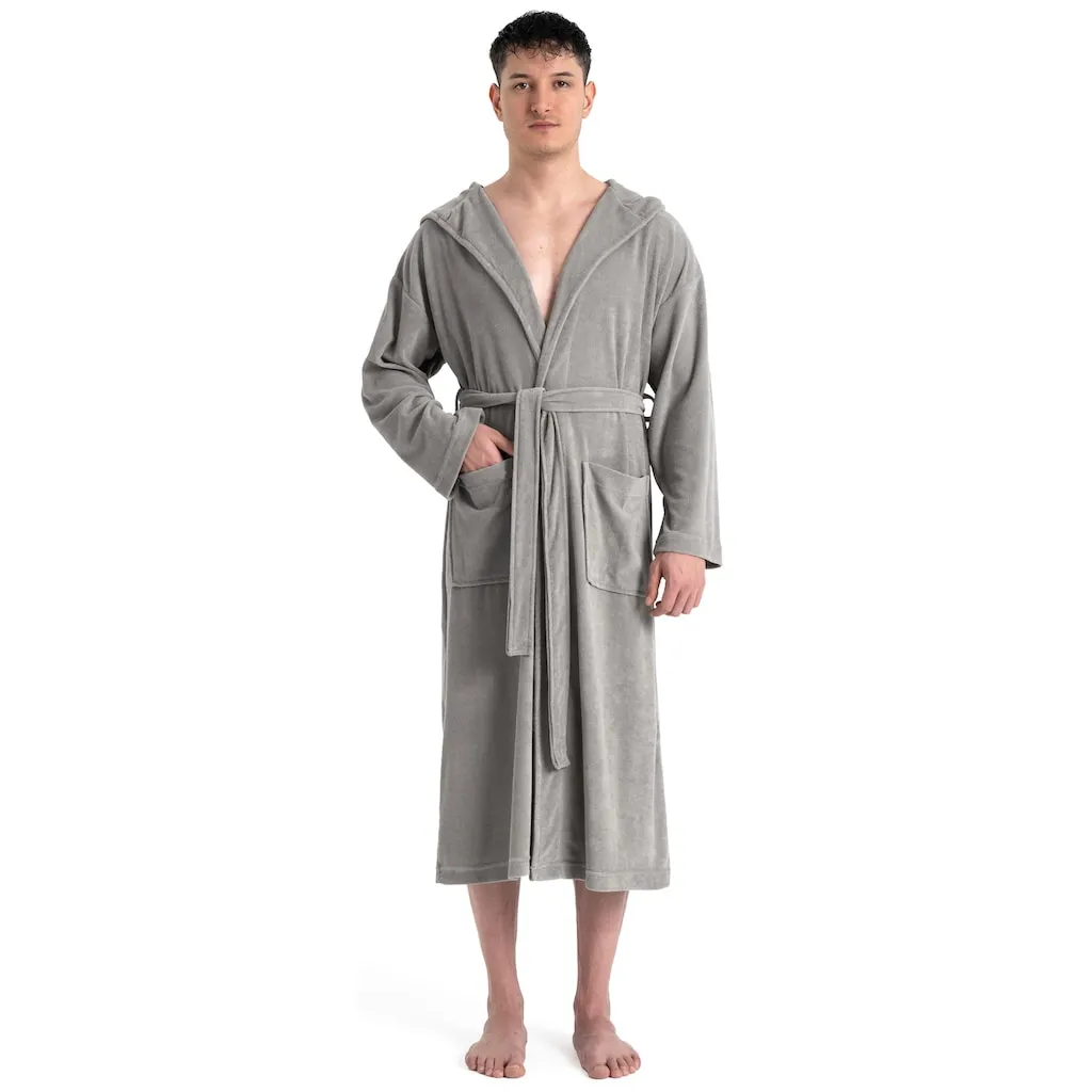 

Домашний мужской халат Jule, идеально подходит для сауны и СПА, гостиничный халат, утренний халат, 1 шт., однотонный легкий махровый халат с высоким содержанием хлопка, размер S-4XL My Home, светло-серый