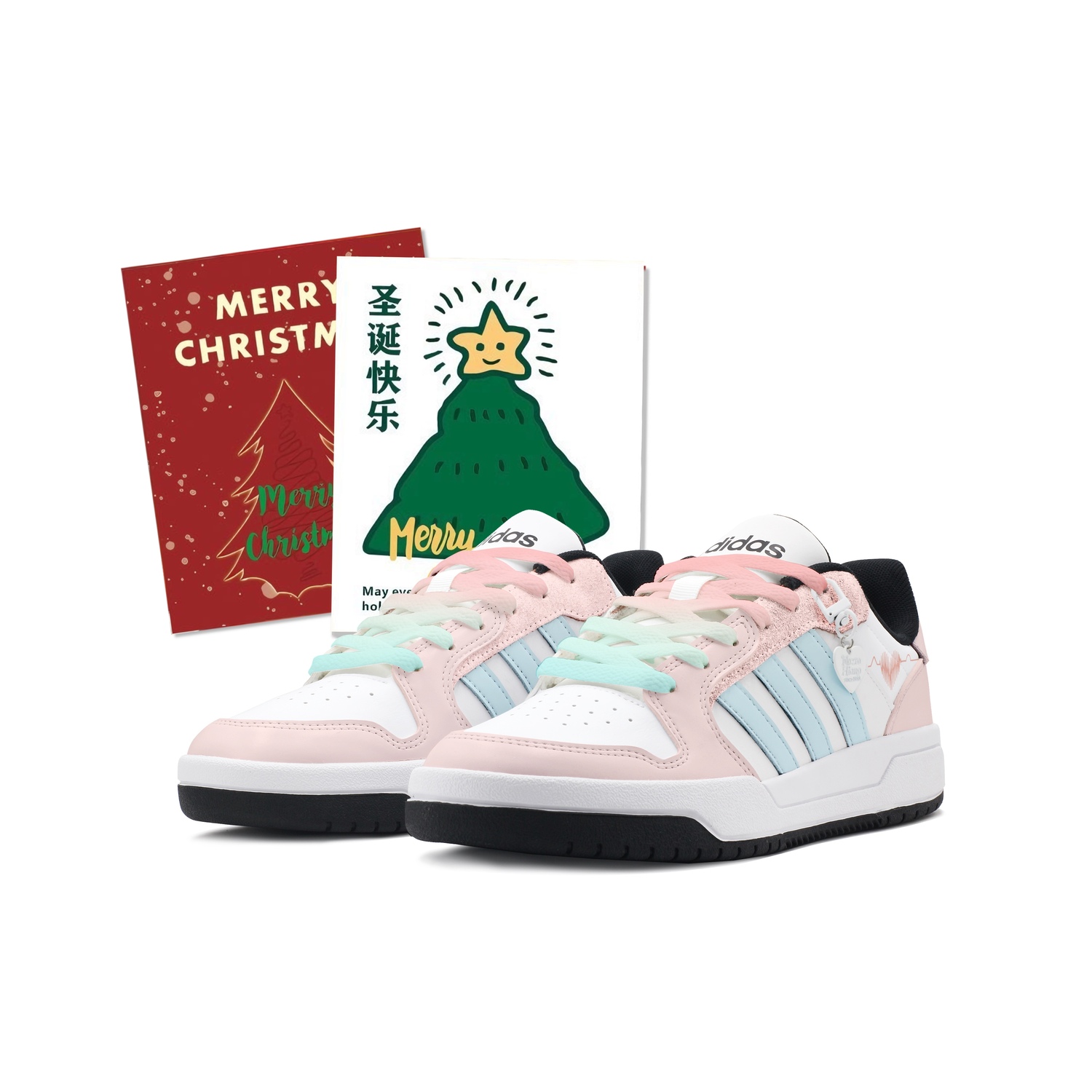 

Adidas Neo Entrap Abrasion Resistant Low top Vintage Basketball Shoes Unisex Pink Blue