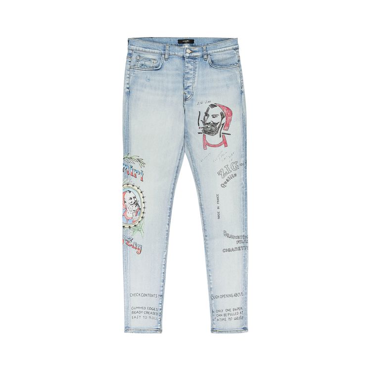 

Джинсы Amiri Zig Zag Skinny Jeans 'Light Indigo', синий