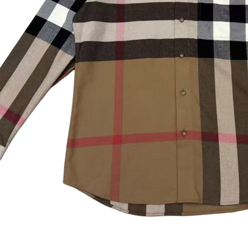 Рубашка мужская Burberry, коричневый, средней толщины, с лацканами — фото 4