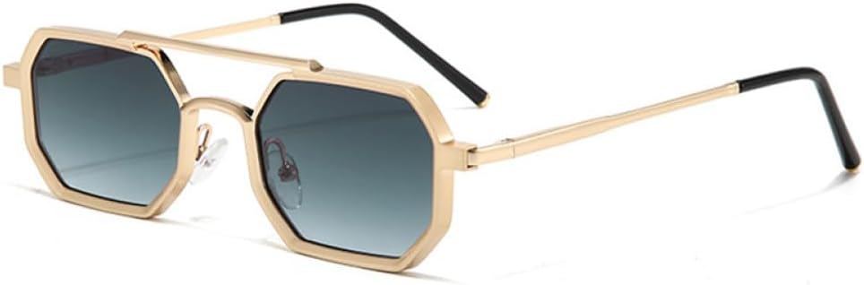 

Мужские солнцезащитные очки в стиле ретро с двойной перемычкой, многоугольные, маленькие, с прозрачными линзами с градиентом цвета "океан", женские очки в металлической оправе TYUVIVO, Black Blue Gradient