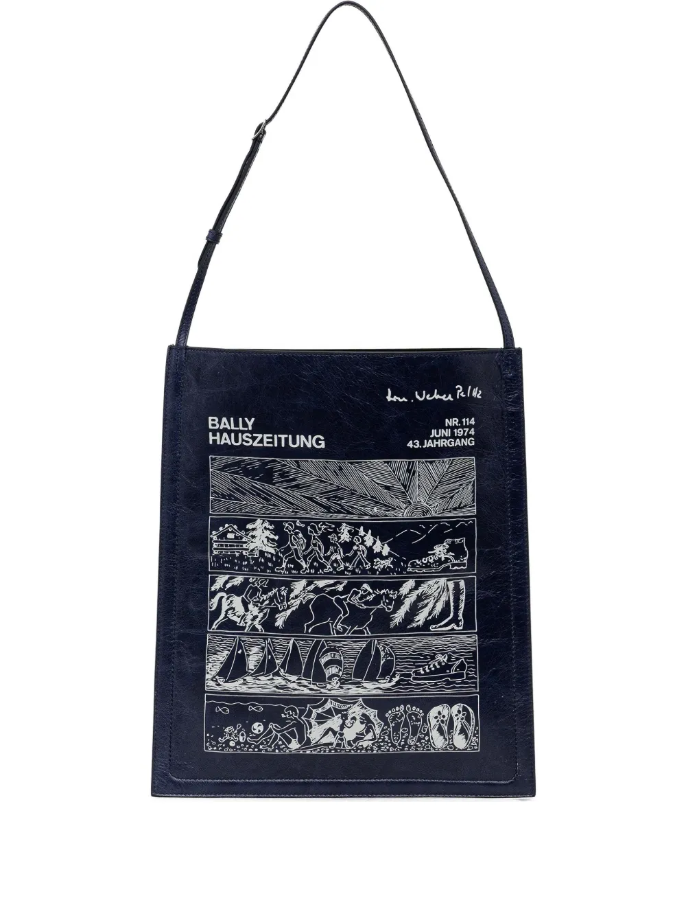 

Графичная сумка через плечо Bally, синий