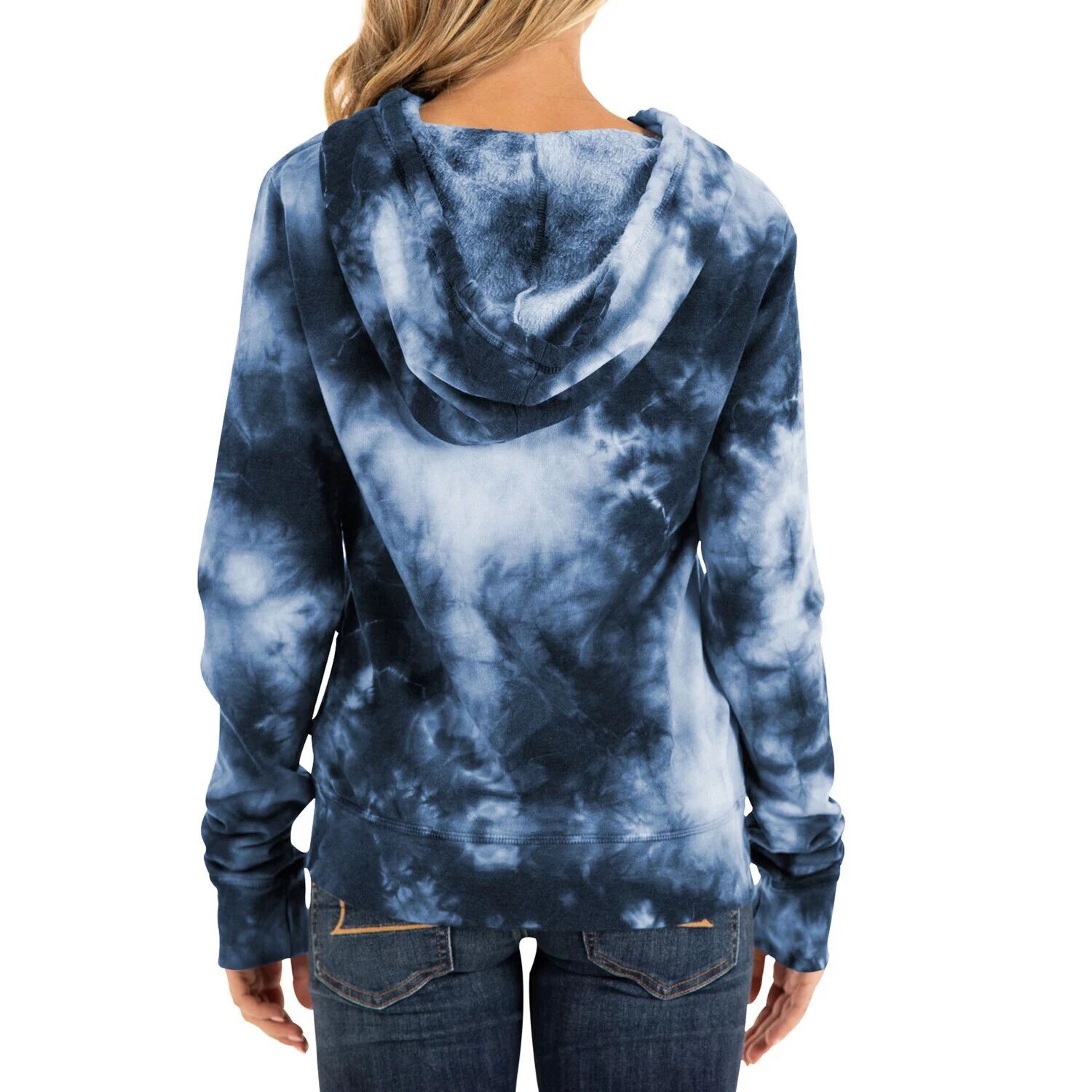 

Женская флисовая толстовка с молнией во всю длину New Era Navy New England Patriots Tie Dye New Era