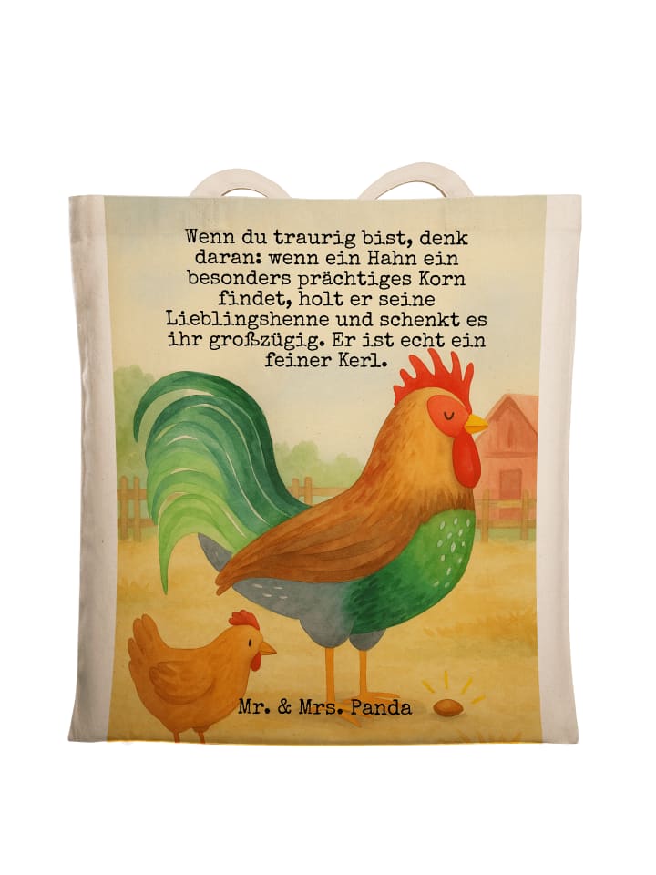 

Mr. & Mrs. Panda Сумка-шоппер с изображением петуха и кукурузы, а также надписью белого цвета