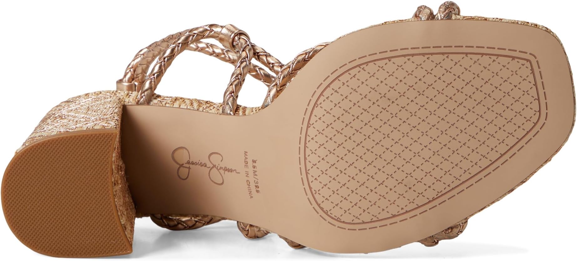 Сандалии Jessica Simpson Azimma Braided Block Heel Sandals, цвет Light Brass — фото 3
