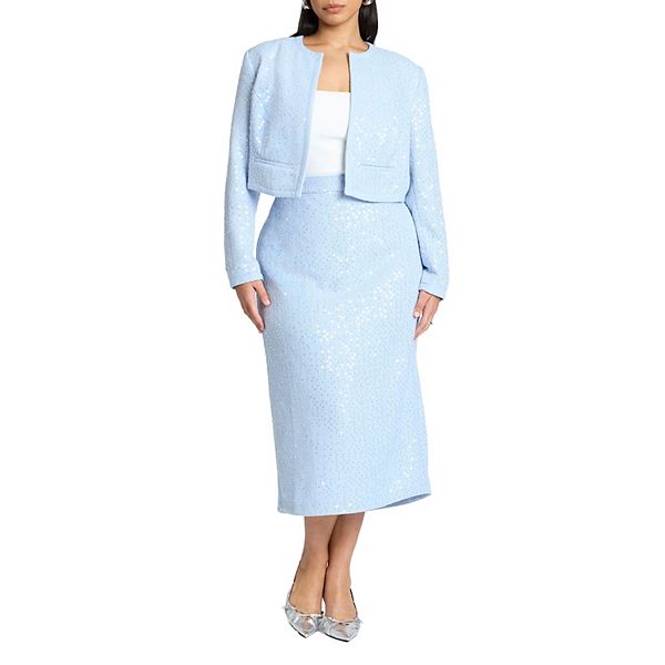 

Женская плюс сайз миди-юбка из шифона с пайетками Eloquii, Light Blue