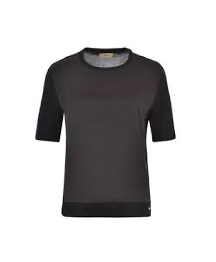 

Черная футболка с круглым вырезом и вставкой из трикотажа Herno, черный