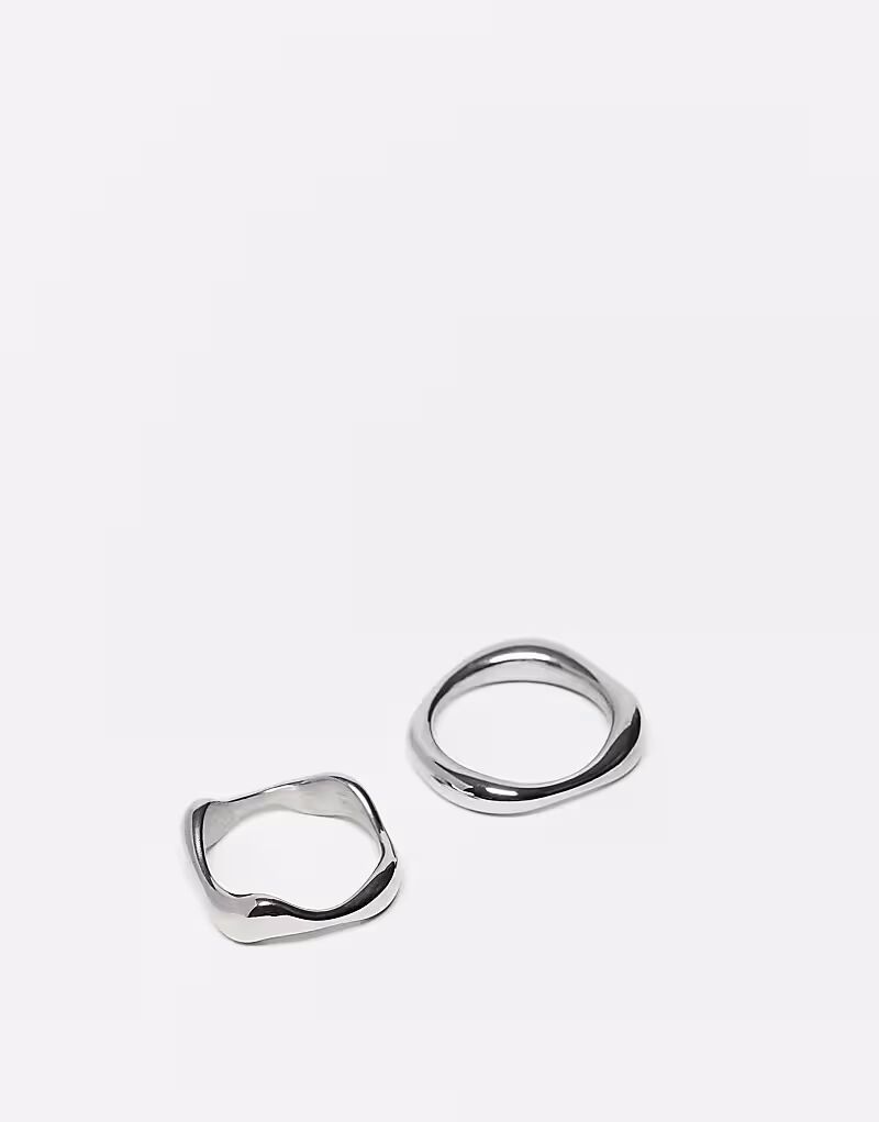 

Водонепроницаемые кольца из нержавеющей стали, 2 кольца, серебристые Asos Design