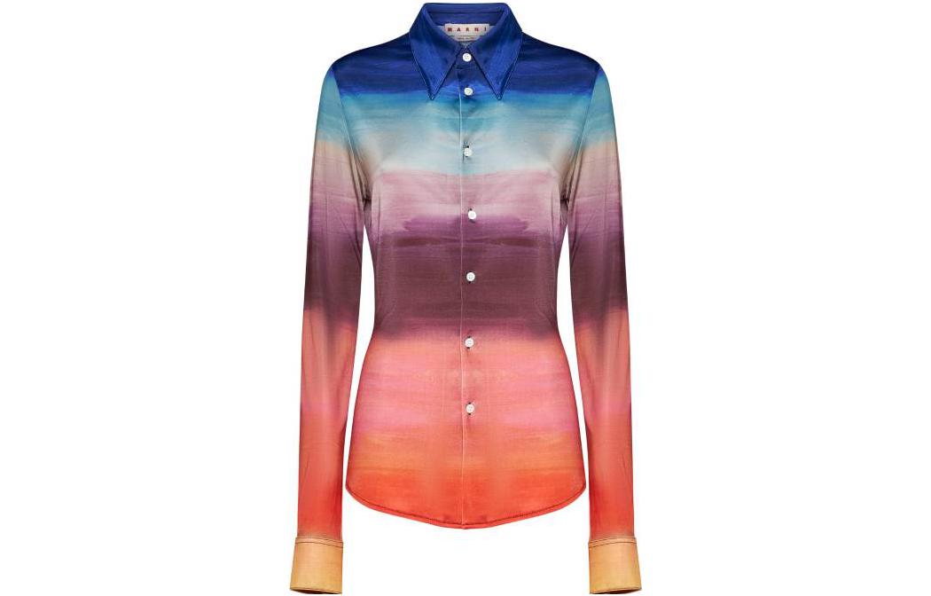 Рубашка с принтом тай-дай на пуговицах MARNI, multicolor — фото 3