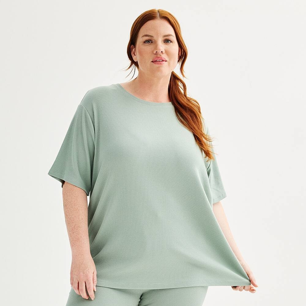 

Пижамная футболка в рубчик Sonoma Goods For Life больших размеров, цвет Iceberg Green