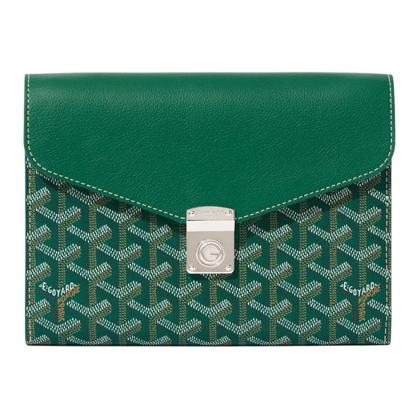 

GOYARD Холщовая сумка через плечо с телячьей кожей унисекс зеленая