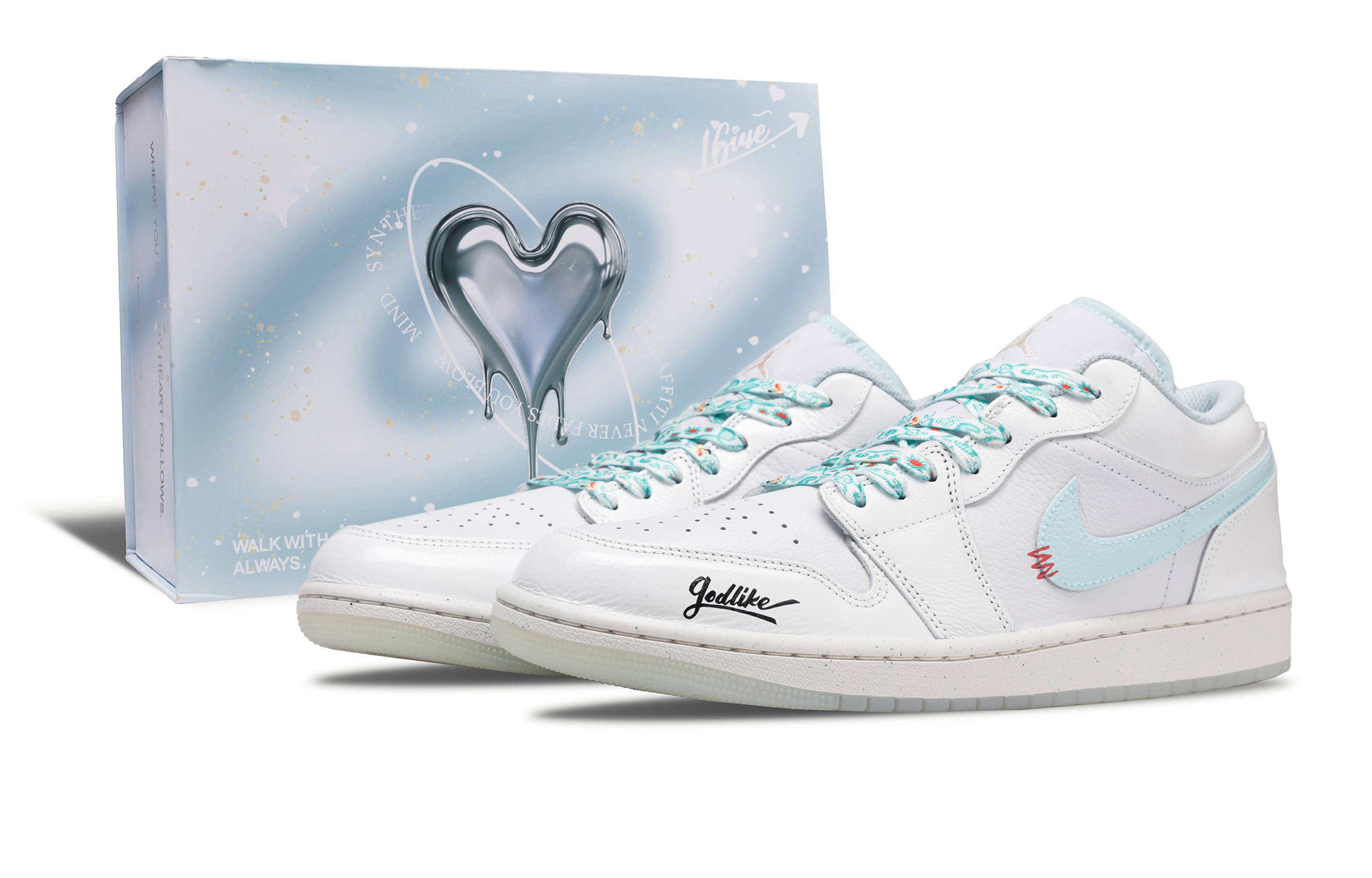 

Мужские баскетбольные кроссовки Air 1 Narrative с низким верхом, устойчивые к истиранию Jordan, White Blue