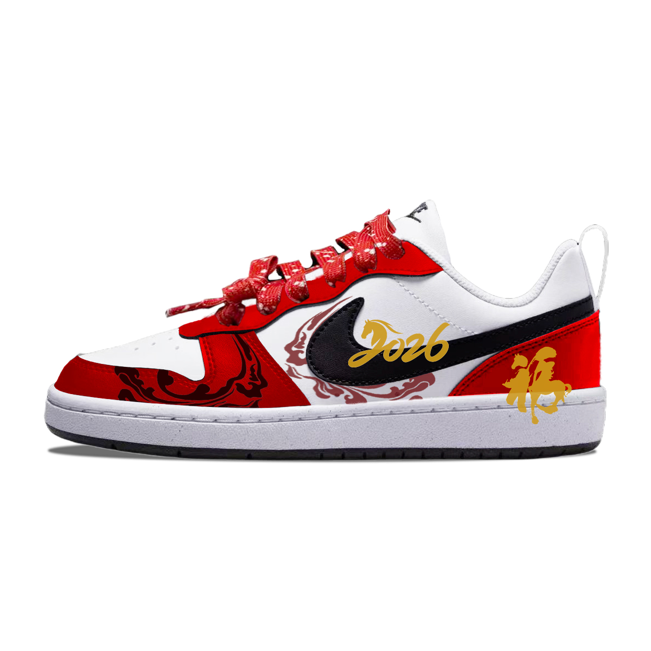 

Nike Court Borough Good Luck+Horse Нескользящие Износостойкие Низкие Детские Скейтбординг Кроссовки Black Red