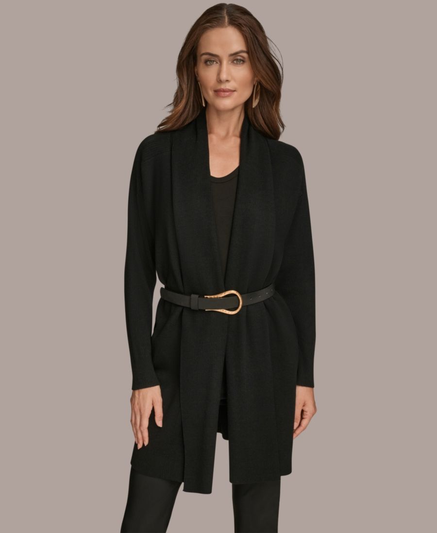 

Женский кардиган с поясом и открытой передней частью Donna Karan New York, Black