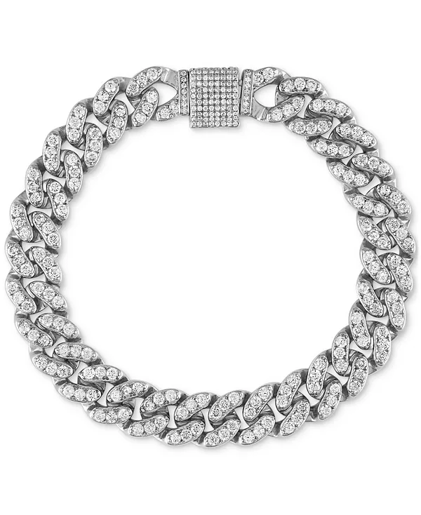 

Мужской браслет-цепочка панцирного плетения с кубическим цирконием из стерлингового серебра Macy'S, silver