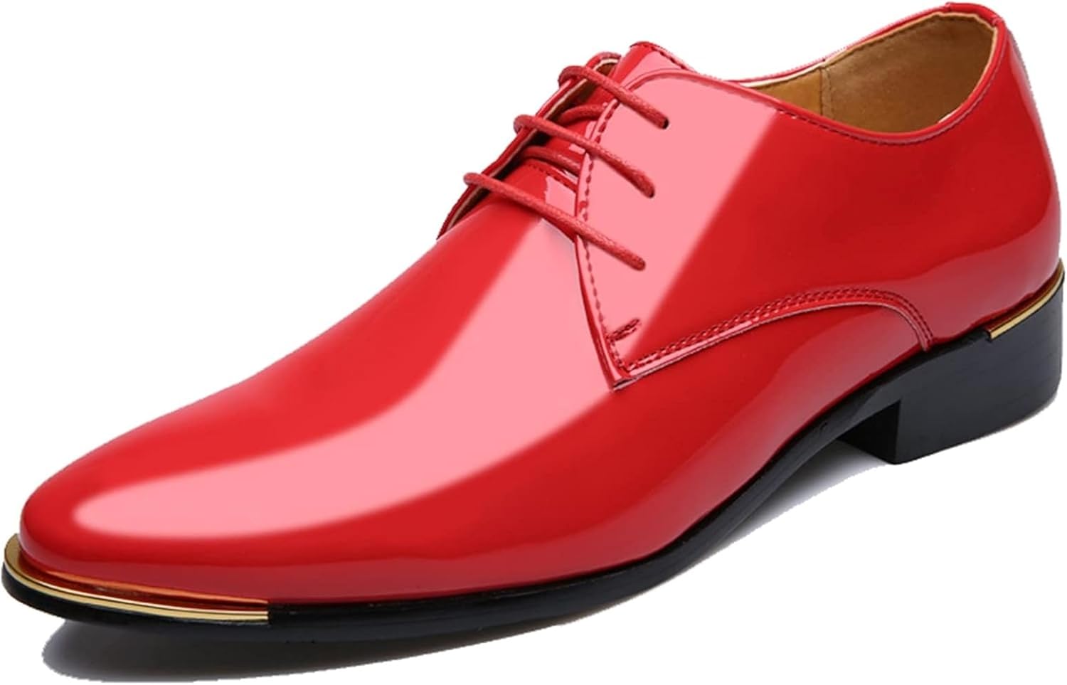 

Мужские туфли Oxford современного стиля на шнуровке с заостренным носком, лакированные, для официальных мероприятий, размер 8,5, коричневые, весна/лето Generic