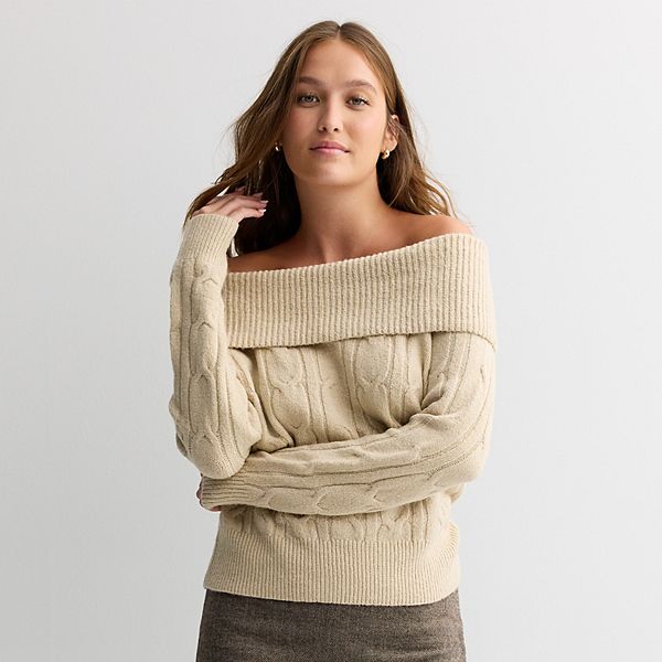 

Длинный свитер с открытыми плечами для подростков Madden Girl, Sand