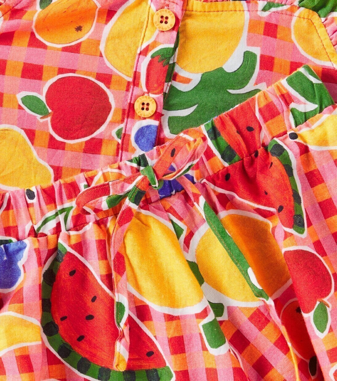 Топ и шорты из хлопка с принтом в клетку гингем Fábula, Est Picnic Fundo Vermelho — фото 3