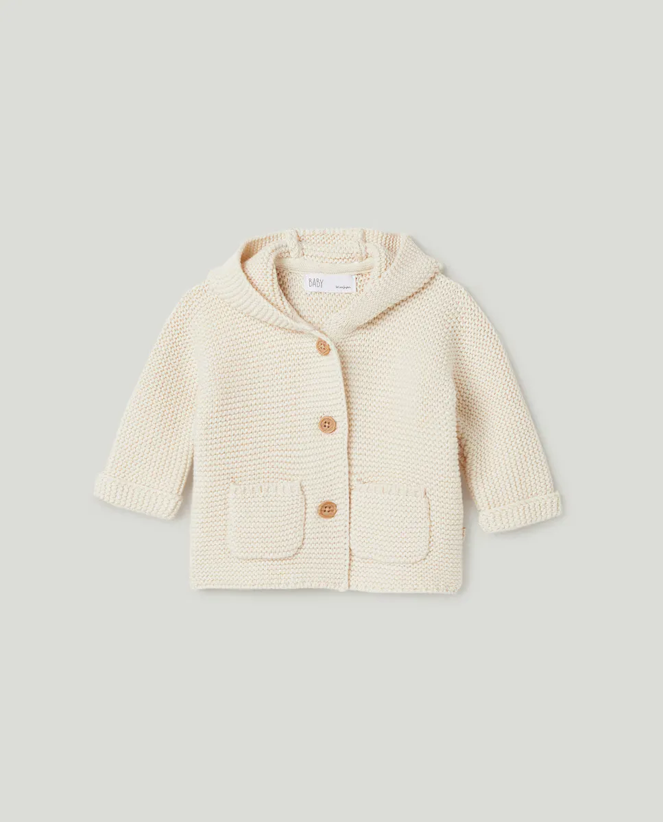 

Вязаная кофточка для девочки с капюшоном Baby El Corte Inglés, цвет 120 Crudo