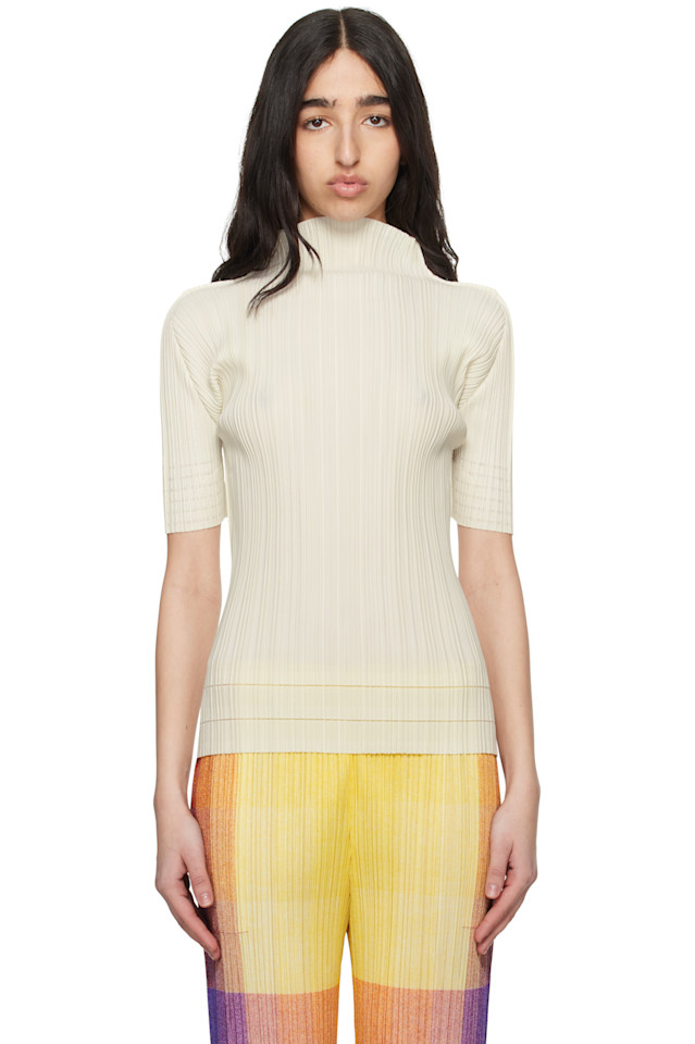 

Мягкий плиссированный водолазка Pleats Please Issey Miyake, цвет cream