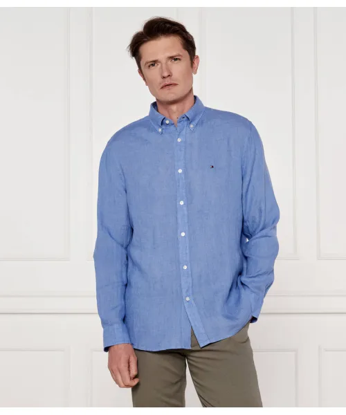 

Рубашка из льна, окрашенная пигментом Regular fit Tommy Hilfiger, синий