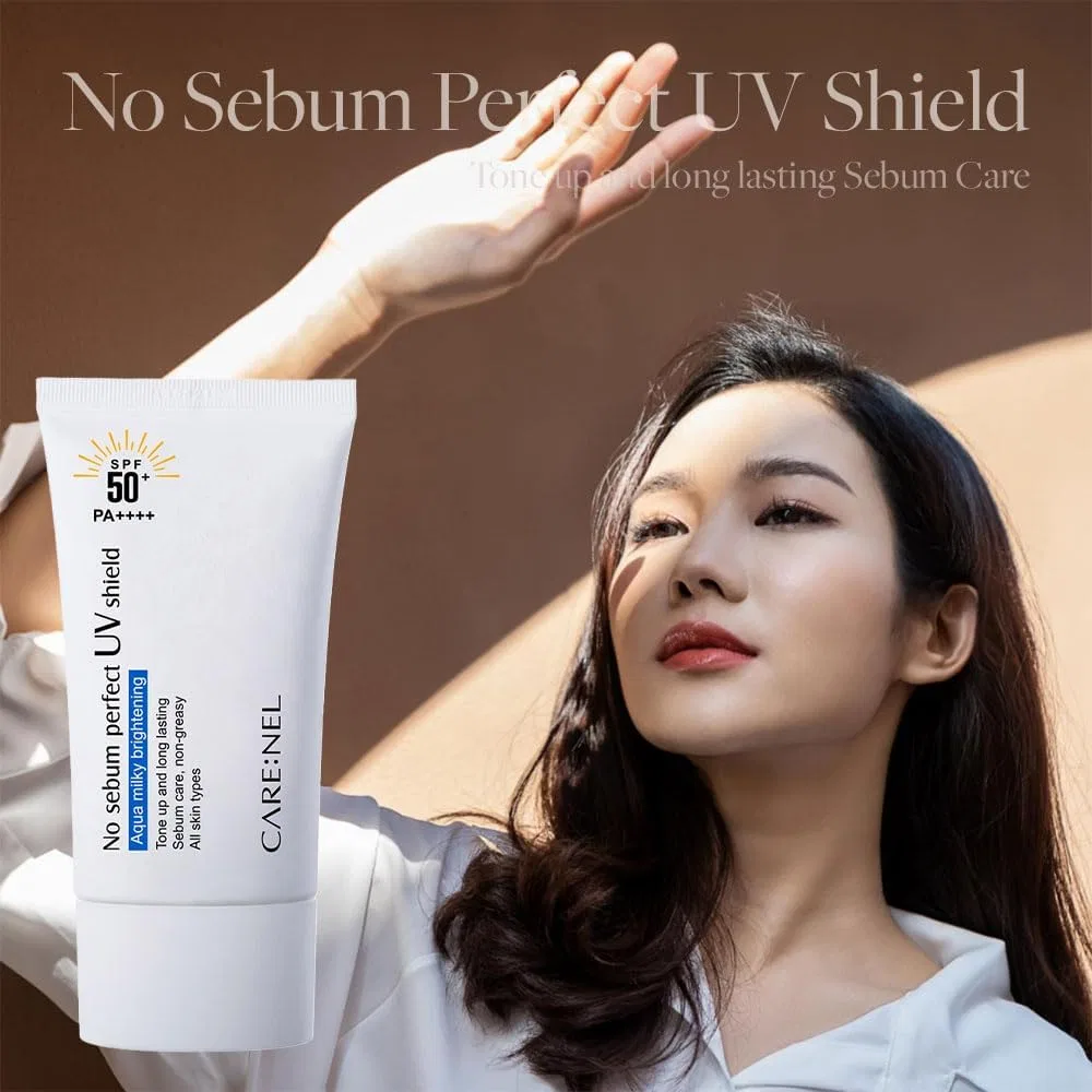 Солнцезащитный крем для лица CARE:NEL No Sebum Perfect UV Shield Cream SPF50+ PA++++ 50 мл — фото 3