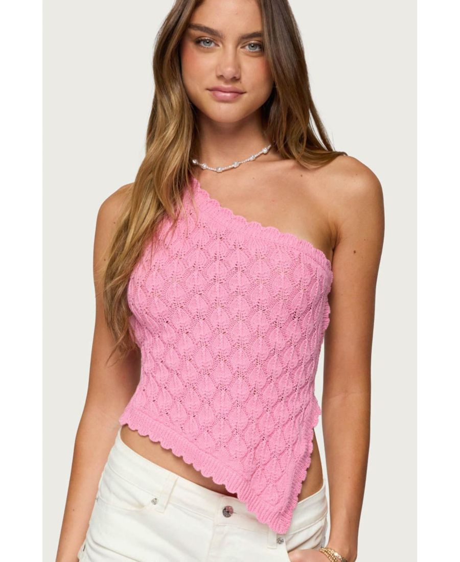 

Женский асимметричный трикотажный топ Codi с открытой спиной Edikted, Pink