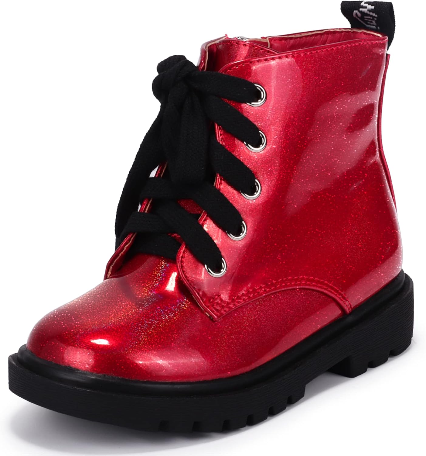 

PANDANINJIA Кристина Детские короткие ботильоны для мальчиков и девочек, модные сапожки, водонепроницаемые боевые ботинки с молнией для малышей и маленьких детей, красный