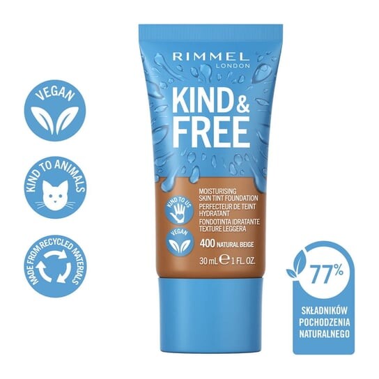 Веганская увлажняющая основа, оттенок 400 Natural Beige, 30 мл Rimmel, Kind & Free — фото 4