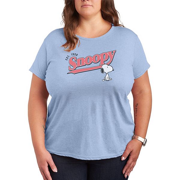 

Футболка с принтом Peanuts Snoopy Est 1950 Plus Size Licensed Character, Heather Chambray Blue