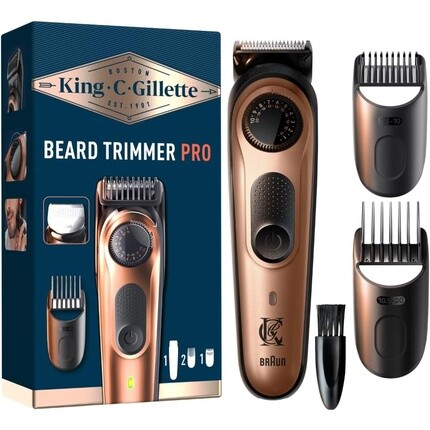 Электрический триммер для бороды King C. Gillette Pro для мужчин с прецизионным колесом на 40 длин бороды — моющийся — острые цельнометаллические лезвия на весь срок службы