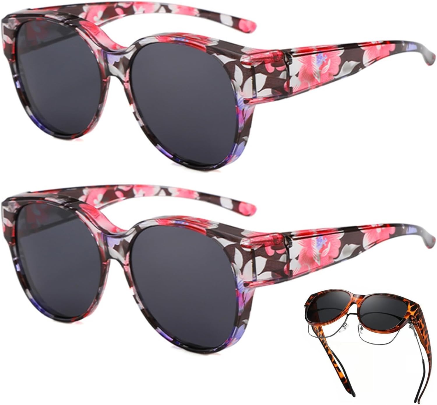 

Новые поляризованные солнцезащитные очки UV400 в стиле «кошачий глаз», модные круглые, модель 2025 года, 2 пары, надеваются поверх других солнцезащитных очков sudxin, 08#