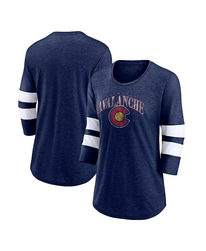 

Женская футболка Heather Navy Distressed Colorado Avalanche Special Edition 2.0 Barn Burner с рукавом 3/4 Fanatics