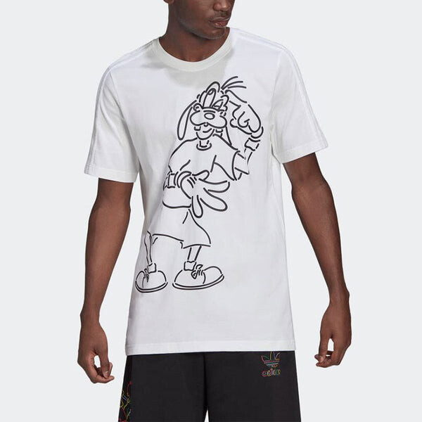 Футболка adidas originals x isney Crossover Cartoon Printing Casual Breathable Stripe Pattern Sports Short Sleeve White, мультиколор — фото 3