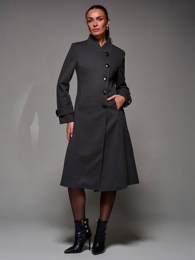 

Приталенное пальто с пуговицами и расклешенным подолом Jolie Moi, Dark Grey