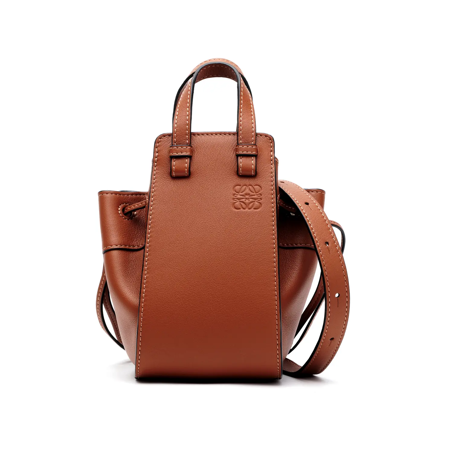 

LOEWE Кожаная сумка-гамак через плечо мини женская коричневая карамельная