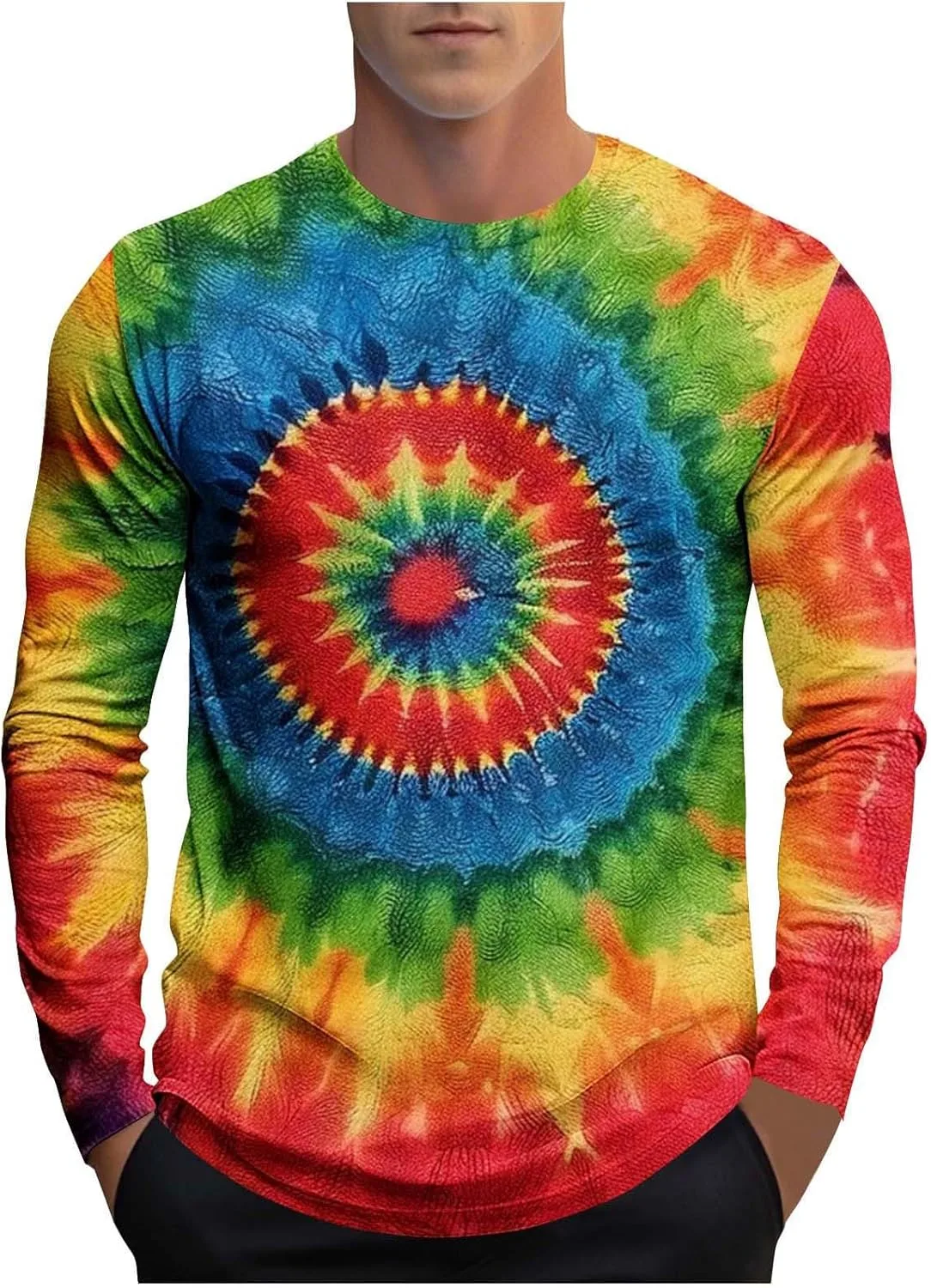 

Мужская футболка с длинным рукавом и защитой от солнца в стиле тай-дай Xiaojmake