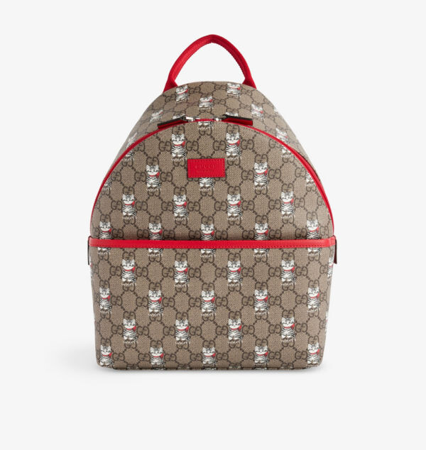 

Детский рюкзак из холста с монограммой gg и кошками Gucci, мультиколор